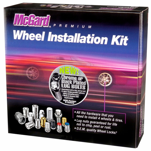 McGard 5 Lug Hex Install Kit w/Locks (Cone Seat Bolt) M14X1.25 / 17mm Hex / 27.5mm Shank L. - Black - 67226BK