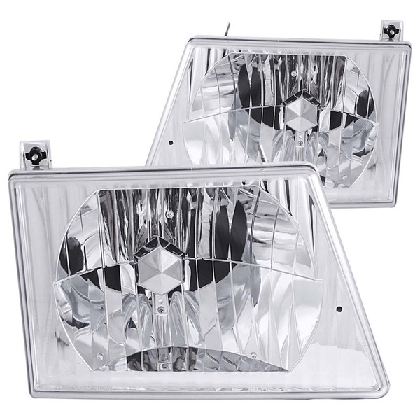 Anzo 111026 Crystal Headlight Set; Clear Lens; For 03-04 Ford E-150