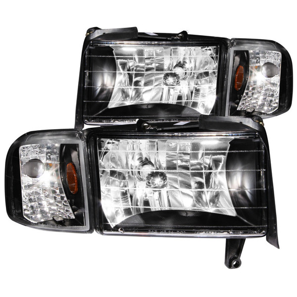 Anzo 111067 Crystal Headlight Set Clear Lens Black Housing Pair NEW