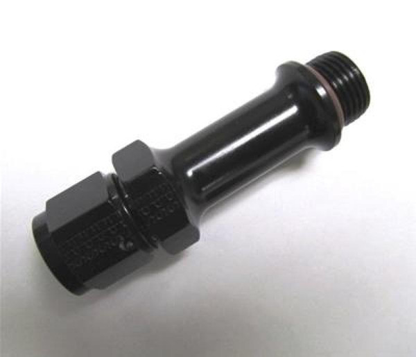 FRAGOLA 491978-BL -8 AN to 9/16-24 Carb Adapter 3 in. Inlet Fitting - Black - 491978-BL