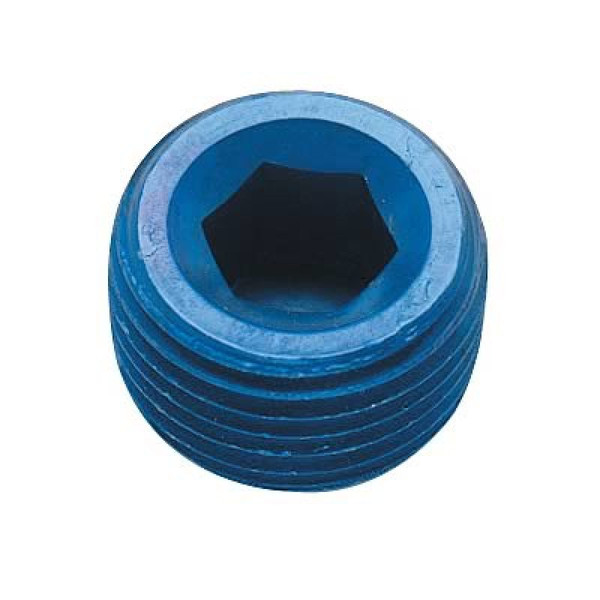 FRAGOLA 493204 Internal Pipe Plug Fitting Adapter 3/8 NPT Male Aluminum Blue