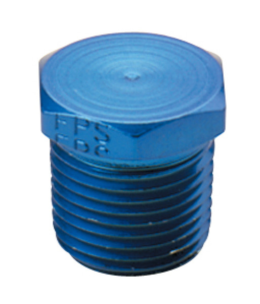 FRAGOLA 493302 Hex Pipe Plug Fitting Adapter 1/4 NPT Male Aluminum Blue
