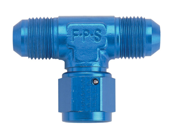 FRAGOLA 498202 Tee Female Swivel On Side Fitting Adapter -4 AN Aluminum Blue