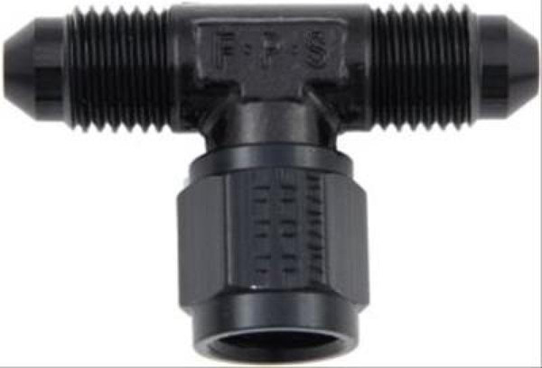 FRAGOLA 498203-BL -6 AN Tee Fitting Adapter Female Swivel on side Aluminum Black