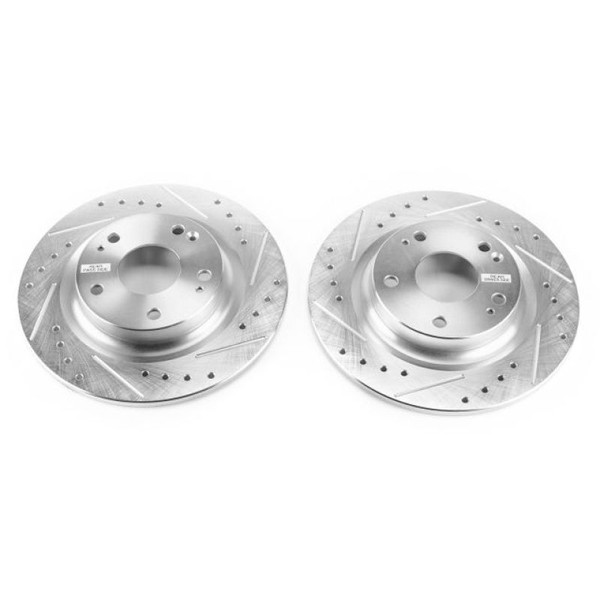 Power Stop JBR1747XPR Evolution Drilled Slotted/Plated Brake Rotor Pair Rear NEW