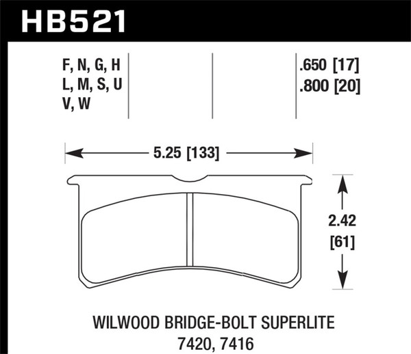 Hawk HB521N.650 HP Plus Disc Brake Pad 0.650 Thickness