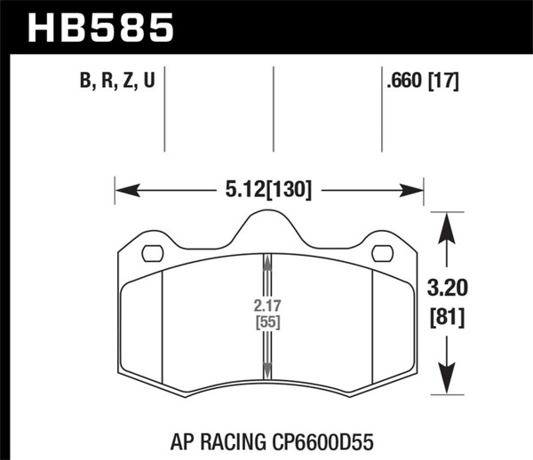 Hawk HB585Z.660 Performance Ceramic Disc Brake Pad 0.660 Thickness