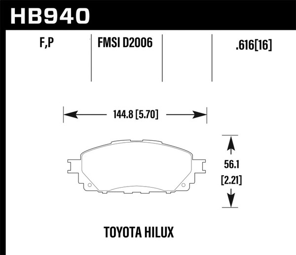 Hawk 16-17 Toyota Hilux Street Super Duty Front Brake Pads - HB940P.616