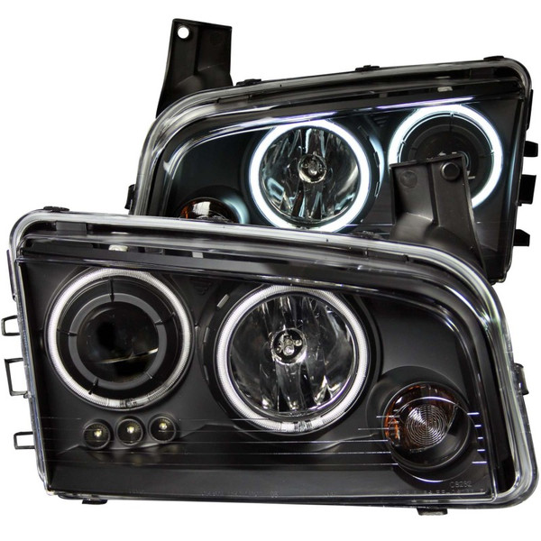 ANZO fits 2006-2010 Dodge Charger Projector Headlights w/ Halo Chrome (CCFL) - 121218