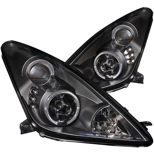 ANZO fits 2000-2005 Toyota Celica Projector Headlights w/ Halo Black - 121387