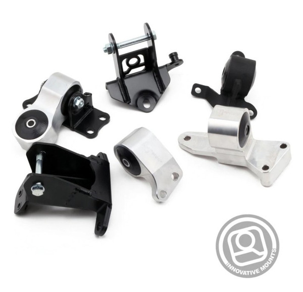 Innovative 06-11 Honda Civic Si K-Series Black Billet Aluminum Mounts 75A Bushings (Not K24 Trans) - B90850-75A-BA