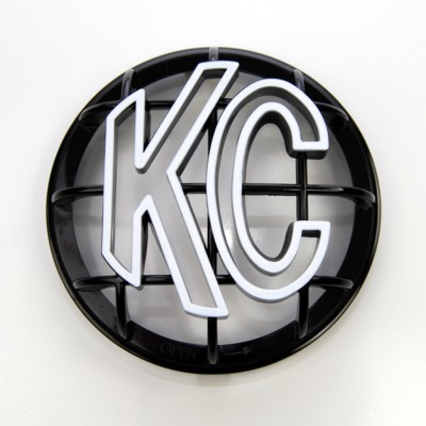KC HiLiTES 5in. Round ABS Stone Guard for Apollo Lights (Single) - Black w/White KC Logo - 7217