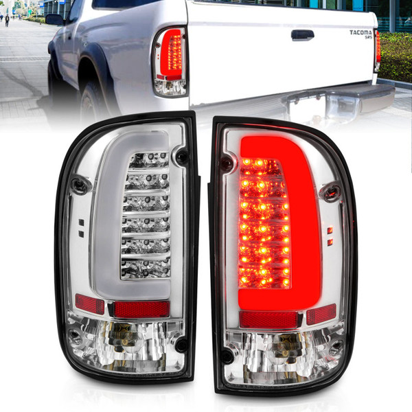 Anzo 311355 LED Taillights Chrome Housing Clear Lens For Toyota Tacoma 95-00