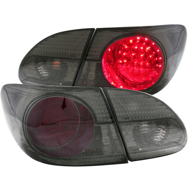Anzo 321270 Tail Light Assembly LED Red/Smoke Lens For 03-08 Corolla