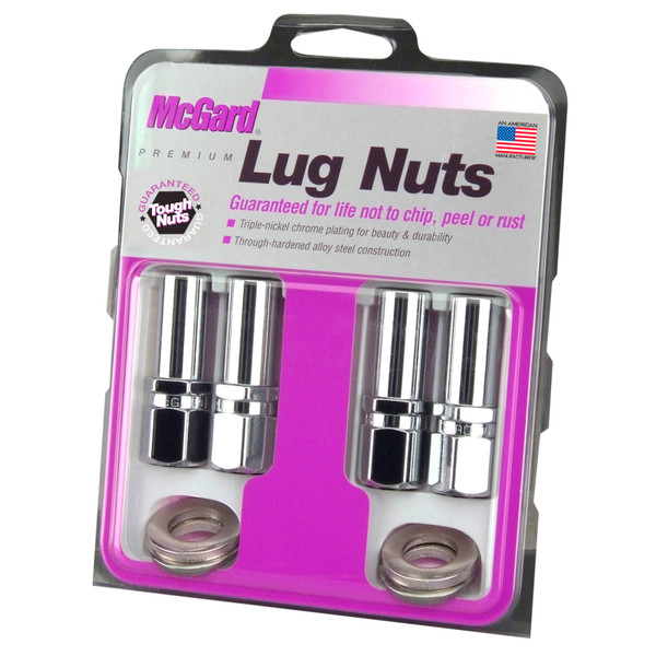 McGard Hex Lug Nut (Drag Racing X-Long Shank) M12X1.5 / 13/16 Hex / 2.475in. Length (4-Pk) - Chrome - 63002