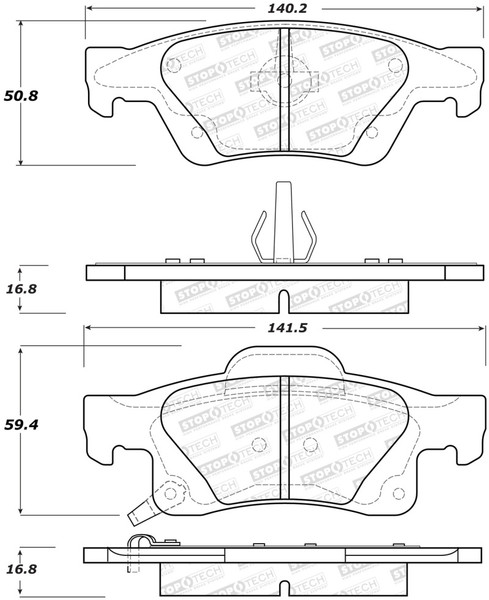 StopTech Street Brake Pads - Rear - 308.14980