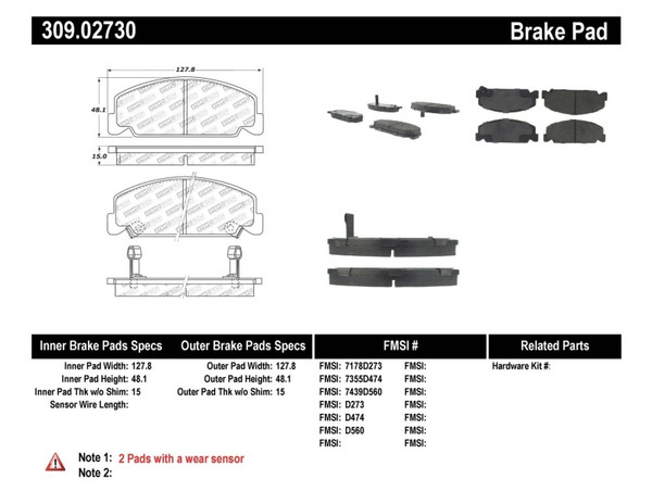 StopTech 309.02730 Front Disc Brake Pad-Sport Brake Pad Fits 88-00 Honda Civic