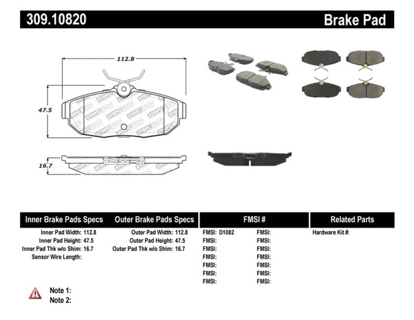 StopTech 309.10820 Rear Disc Brake Pad-Sport Brake Pads Fits 05-11 Ford Mustang