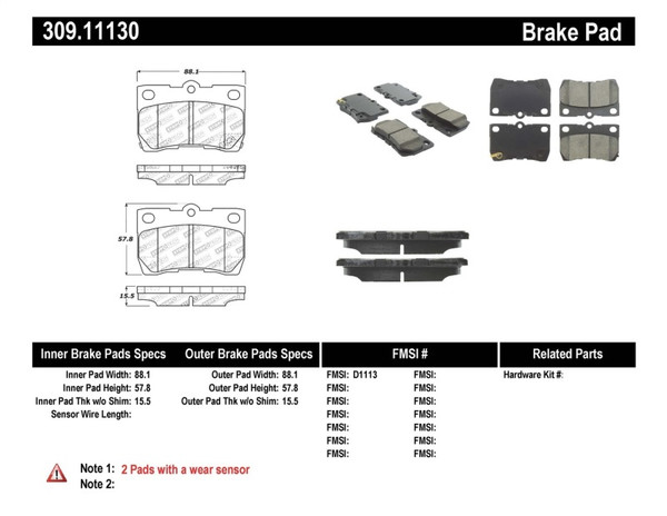 StopTech 309.11130 Rear Disc Brake Pad-Sport Brake Pad Fits 06-13 Lexus IS250