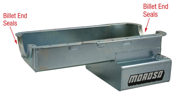 Moroso 20535 Engine Oil Pan Road/Drag Race Front Sump 7 qt 8in Deep Zinc Oxide