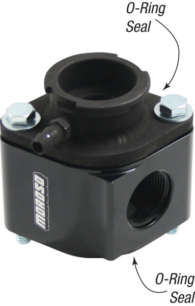 Moroso 63424 Water Neck 90 Degree 3-1/4in Tall Filler Cap Billet Aluminum Black