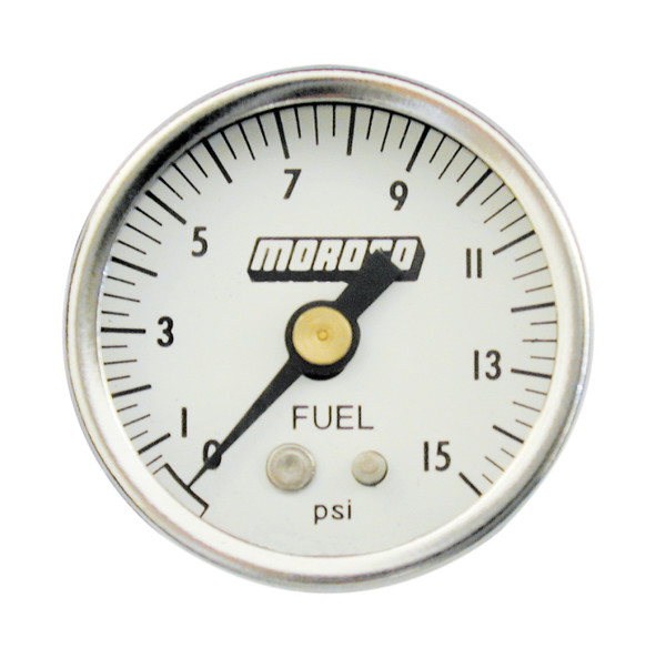 Moroso 65370 Fuel Pressure Gauge Alcohol Fuel Safe 0-15 psi 1/4 lb Increment