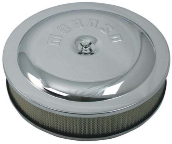MOROSO 65910 Low Profile Racing Air Cleaner 14 in. Dia. 3 in. Filter Chrome
