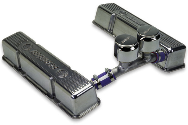 Moroso 68385 Valve Cover Tall Crossover Breather Tube Hooded Breathers