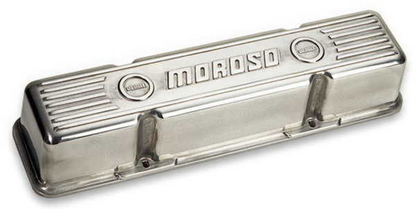 Moroso 68401 Valve Cover Tall Moroso Logo Cast Aluminum Polished For SBC Pair