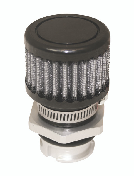 Moroso 68847 Breather; Screw-In; Round For GM LS Double Tab; Clamp-On Filter