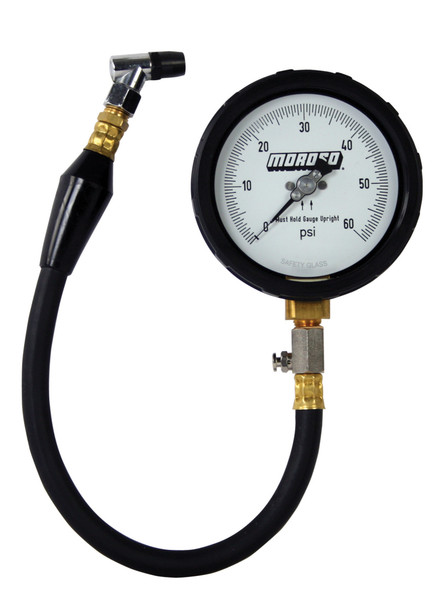 Moroso 89562 Tire Pressure Gauge Pro Series 0-60 psi Analog 4in Dia White Face