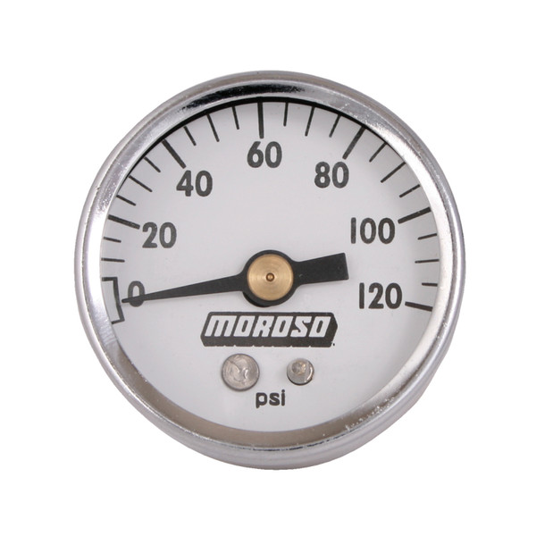 Moroso 89611 Analog Mechanical Oil Pressure Gauge 1 1/2" Dia White Face