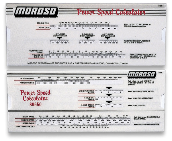 Moroso 89650 Power-Speed Calculator
