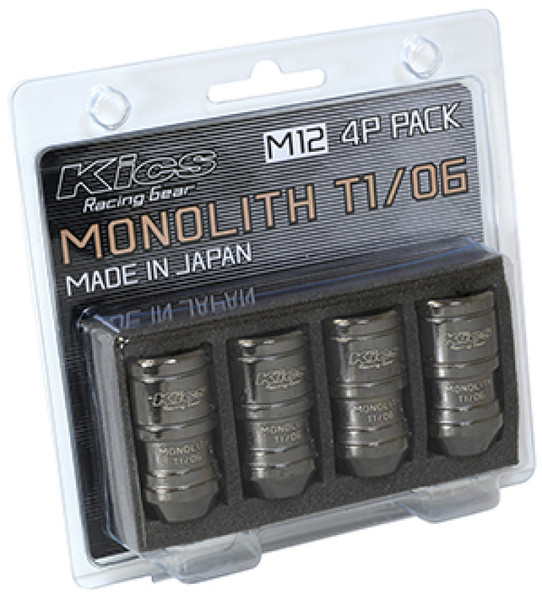 Project Kics 12 x 1.5 Glorious Black T1/06 Monolith Lug Nuts - 4 Pcs - WMN01GK4P