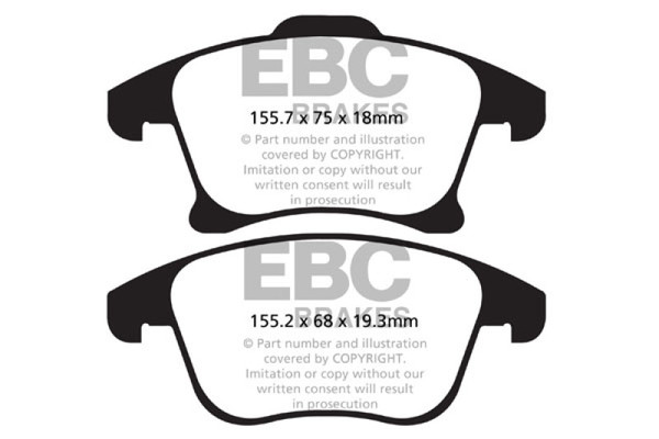 EBC fits 13+ Ford Fusion 1.6 Turbo Ultimax2 Front Brake Pads - UD1653