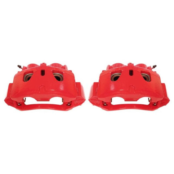 Power Stop S5302 Front Red Calipers w/Brackets Pair For Silverado 2500 HD 11-19