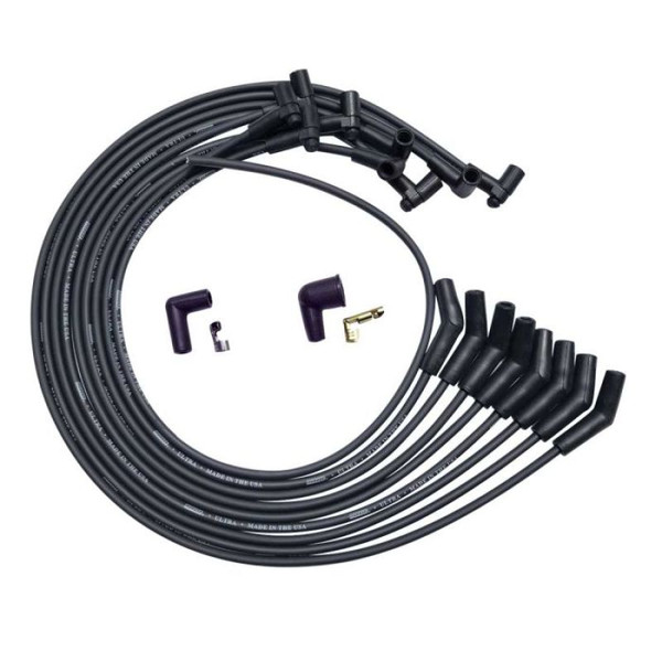 Moroso BBC Under Header 135 Deg Plug End HEI Dist Unsleeved Ultra Spark Plug Wire Set - Black - 51045