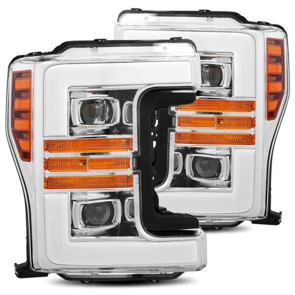 AlphaRex fits 17-19 Ford F-250 SD PRO-Series Proj Headlights Plank Style Chrome w/Activ Light/Seq Signal - 880107