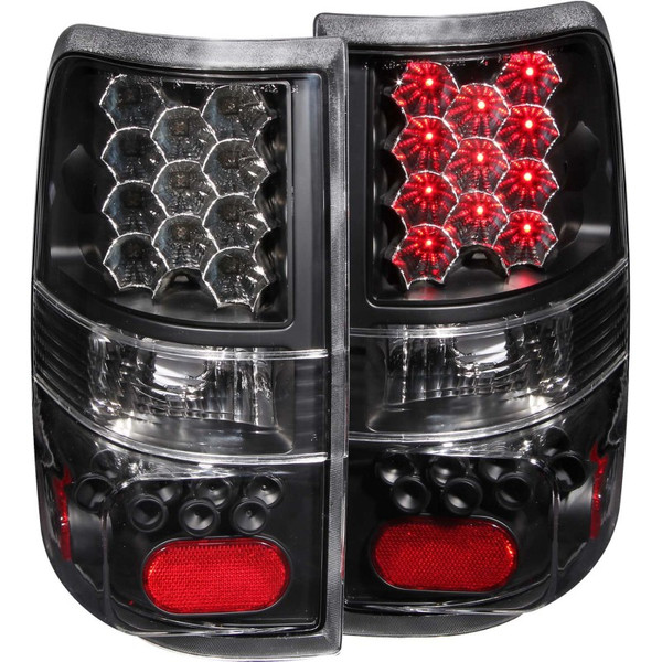 Anzo 311024 Tail Light Assembly, LED, Clear Lens, Black Housing, Pair