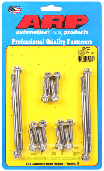 ARP fits  SB Ford PN M-6582-Z351 12pt Valve Cover Bolt Kit - 454-7502