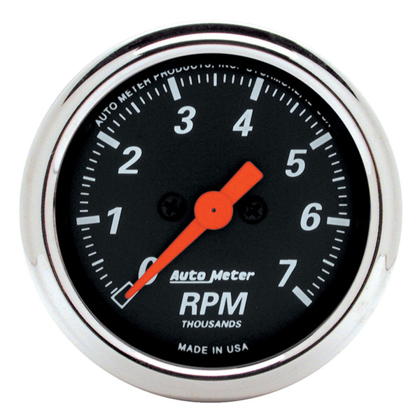 Auto Meter 1477 Gauge; Tachometer; 2 1/16"; 7K Rpm; In-Dash; Designer Black