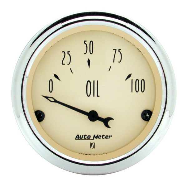 Auto Meter 1827 2-1/16" Antique Beige Oil Pressure Gauge 0-100 PSI Air-Core