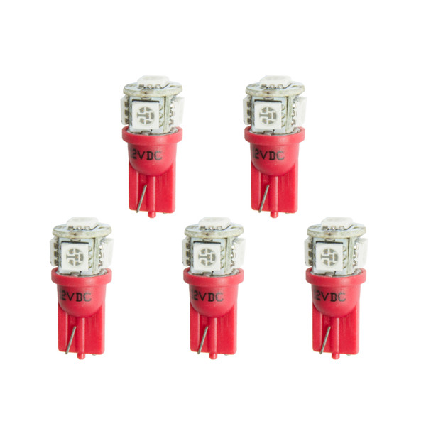 Auto Meter 3284-K Led Bulb; Replacement; T3 Wedge; Red; 5 Pack