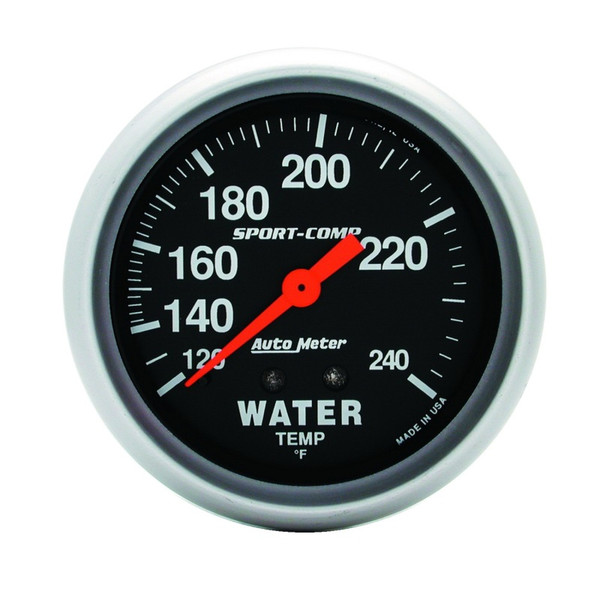 Auto Meter 3432 2-5/8" Sport-Comp Mechanical Water Temp Gauge 120-240 F NEW - 3432