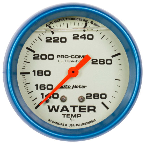 Auto Meter 4231 2-5/8" Water Temp. Gauge Liquid Filled Mechanical Ultra-Nite NEW