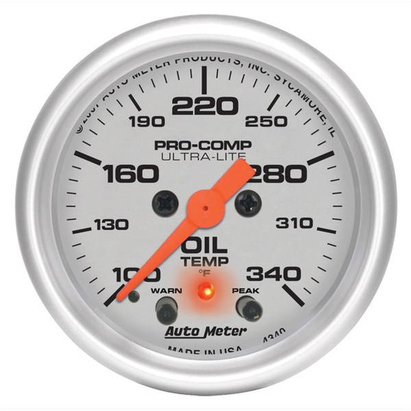 Auto Meter 4340 2-1/16" Ultra-Lite Electric Oil Temperature 100-340 F NEW - 4340