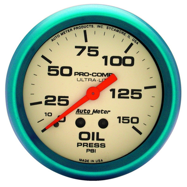Auto Meter 4523 2-5/8" Ultra-Nite Mechanical Oil Pressure Gauge 0-150 PSI