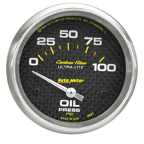 Auto Meter 4827 2-5/8" Carbon Fiber Electric Oil Pressure Gauge 0-100 PSI