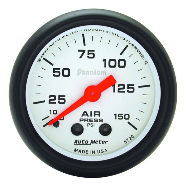 Auto Meter 5720 2-1/16" Phantom Mechanical Air Pressure Gauge 0-150 PSI NEW