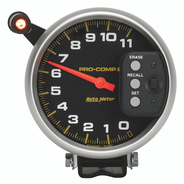 Auto Meter 6857 Gauge Tach 5" 11K Rpm Pedestal W/Quick Lite/Peak Memory Pro-Comp